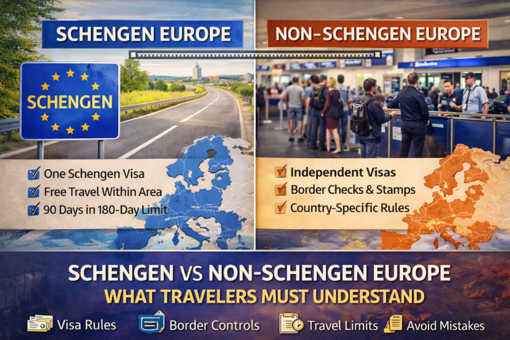 Schengen vs Non-Schengen Europe: What Travelers Must Understand Before Planning Any Trip
